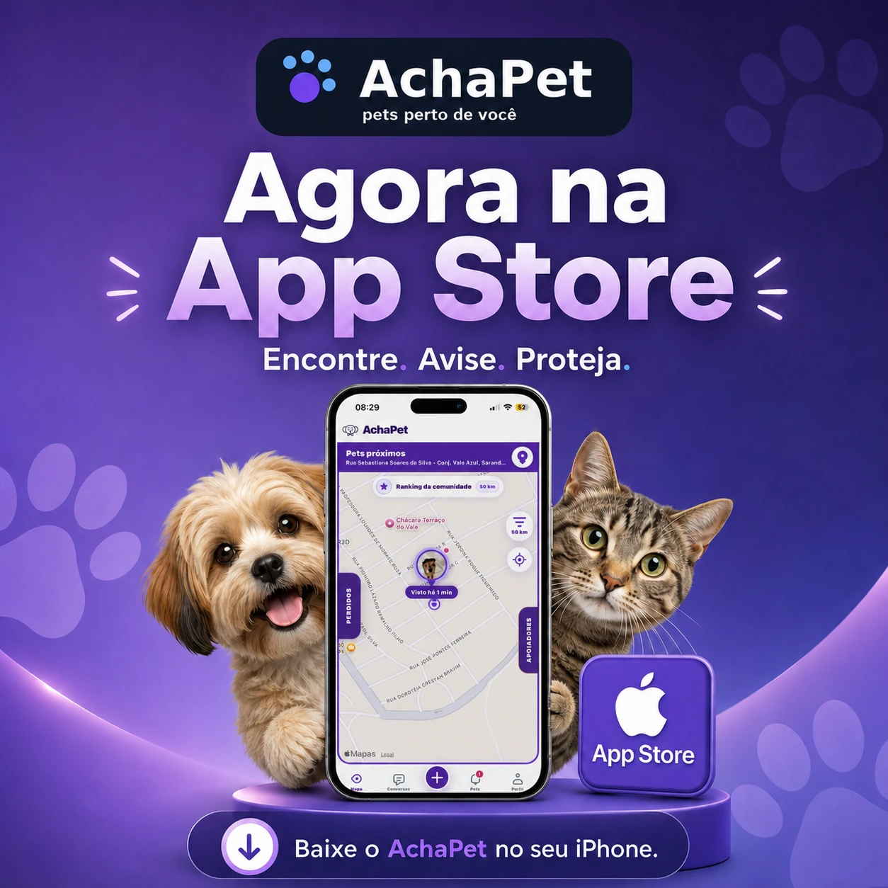 AchaPet disponível na App Store para iPhone